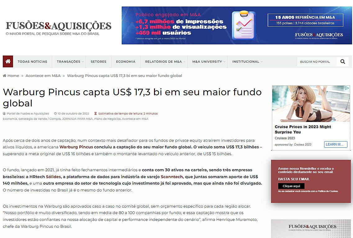Warburg Pincus capta US$ 17,3 bi em seu maior fundo global